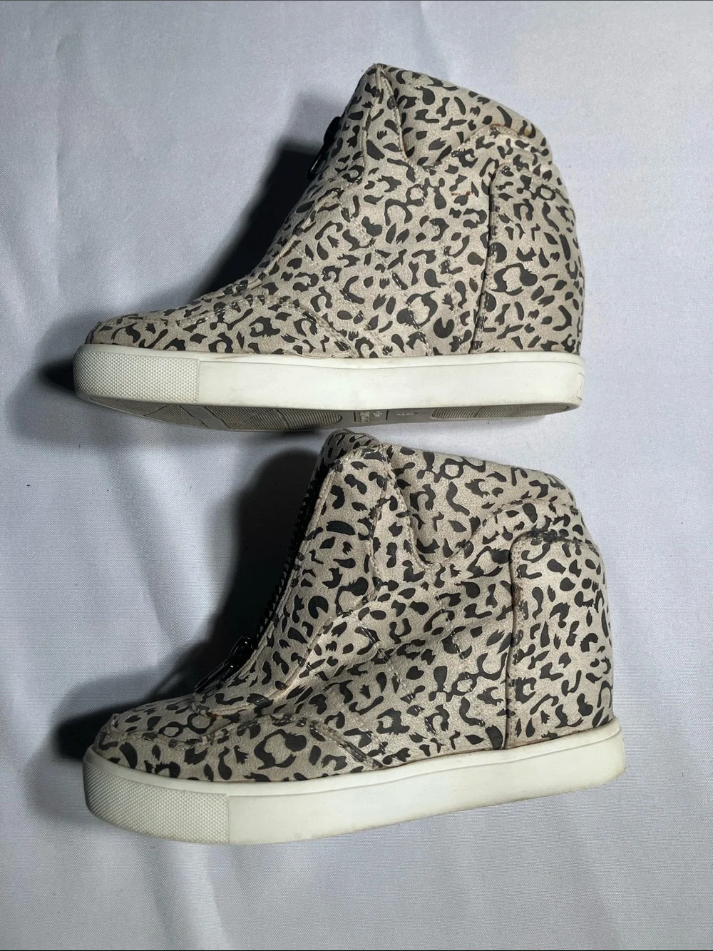 Coconuts by Matisse Wedged Leopard Zip-Front High-Top Sneakers - Beige/Black